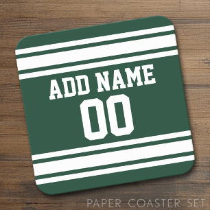 Football Jersey with Custom Name Number Square Paper Coaster