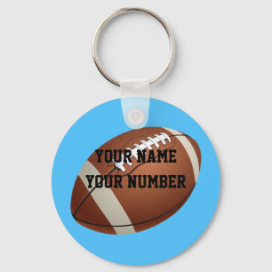 Football Keychain ID Tag YOUR NAME & Number
