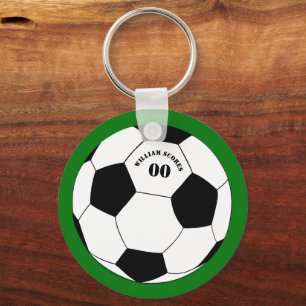 Football Keychain, Soccer Ball with Name & Number Keychain