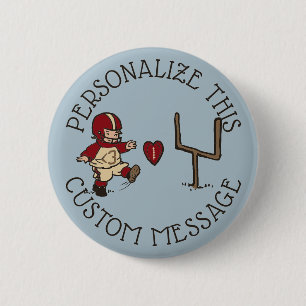 Football Kick Heart Pinback Button