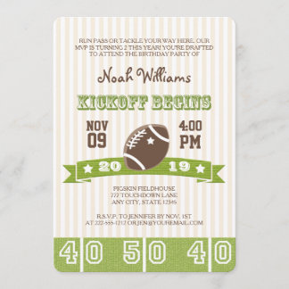 FOOTBALL KICKOFF ANY AGE BIRTHDAY INVITATION