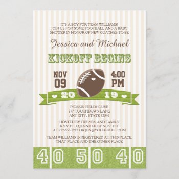 Football Kickoff Couples Baby Shower Invitation by OccasionInvitations at Zazzle