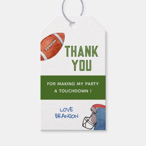 Football Kids Birthday Thank you tags