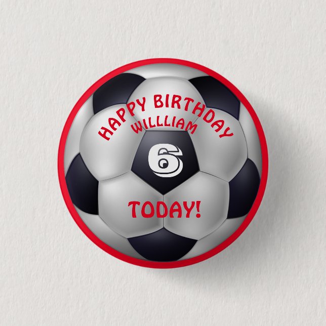 Football Kids' Name Birthday Button (Front)