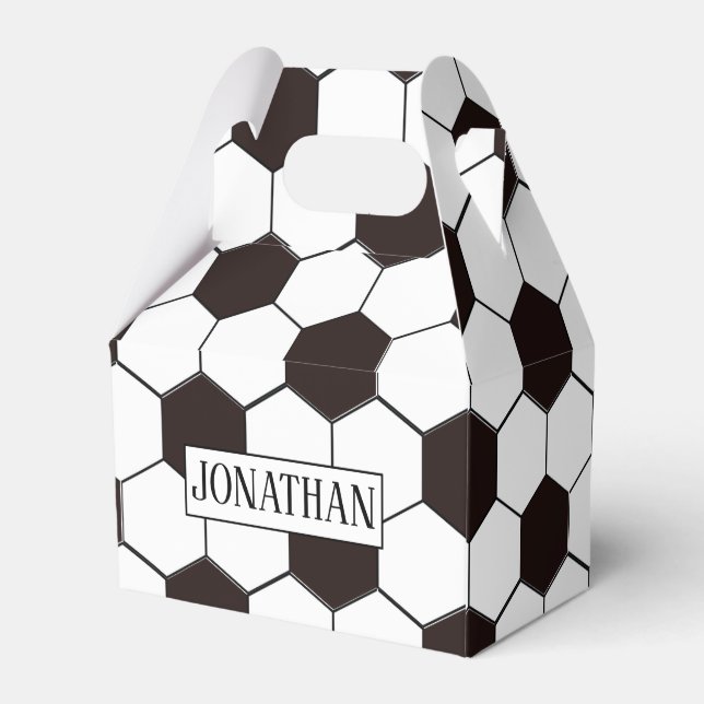 Football Kids Soccer pattern Footballer birthday Favor Boxes (Back Side)
