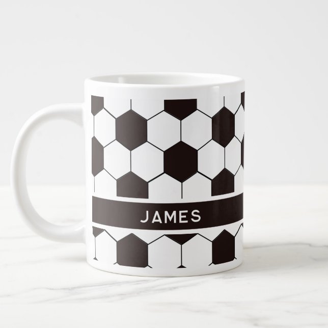 Football Kids Soccer pattern Footballer birthday Giant Coffee Mug (Left)