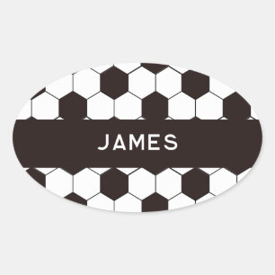 Football Kids Soccer pattern Footballer birthday Oval Sticker