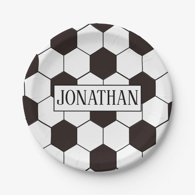 Football Kids Soccer pattern Footballer birthday Paper Plates (Front)
