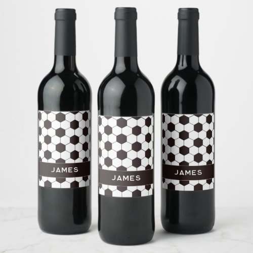 Football Kids Soccer pattern Footballer birthday Wine Label