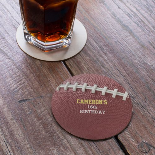 Football Laces Gold Round Paper Coaster