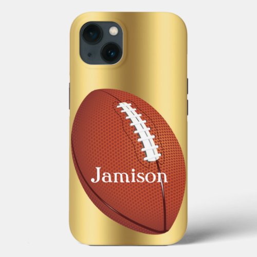 Football large ball on gold background personalize iPhone 13 case