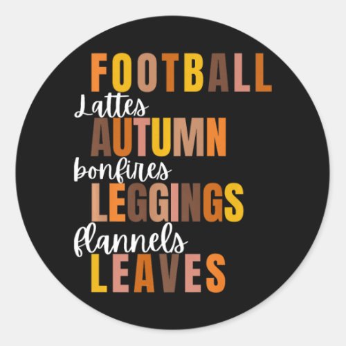 Football Lattes Autumn Bonfires Leggings Flannel L Classic Round Sticker