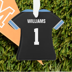 Football Light Blue & Black Jersey Ornament