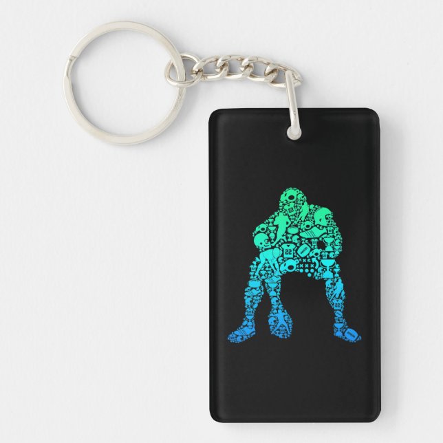 Football Lineman American Football Boys Men Keychain (Front)