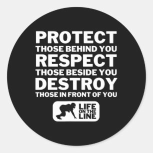 Football Lineman Design - Protect Classic Round Sticker