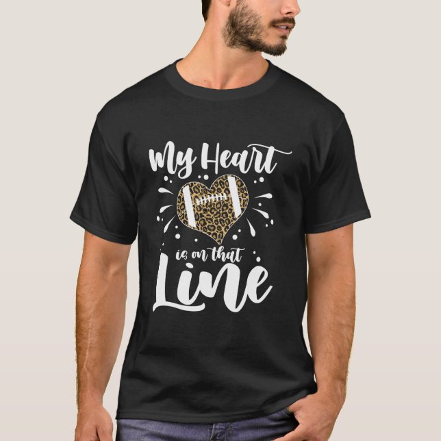 Football Lineman Mom Leopard Cheetah Print T-Shirt (Front)