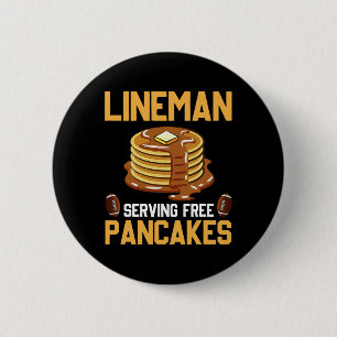 Football Lineman Serving Pancakes Daily Offensive Button