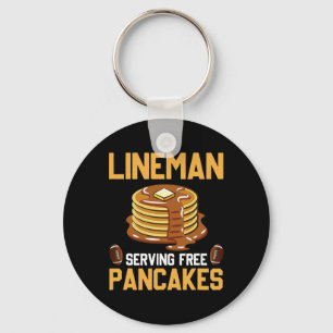 Football Lineman Serving Pancakes Daily Offensive Keychain
