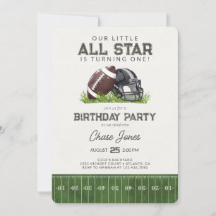 Football Little All Star Baller Birthday Party Invitation