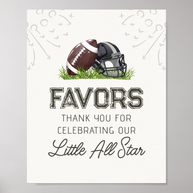 Football Little All Star Favors Birthday Sign (Front)
