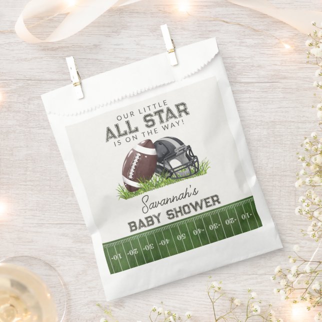 Football Little All Star Touchdown Baby Shower Favor Bag (Clipped)