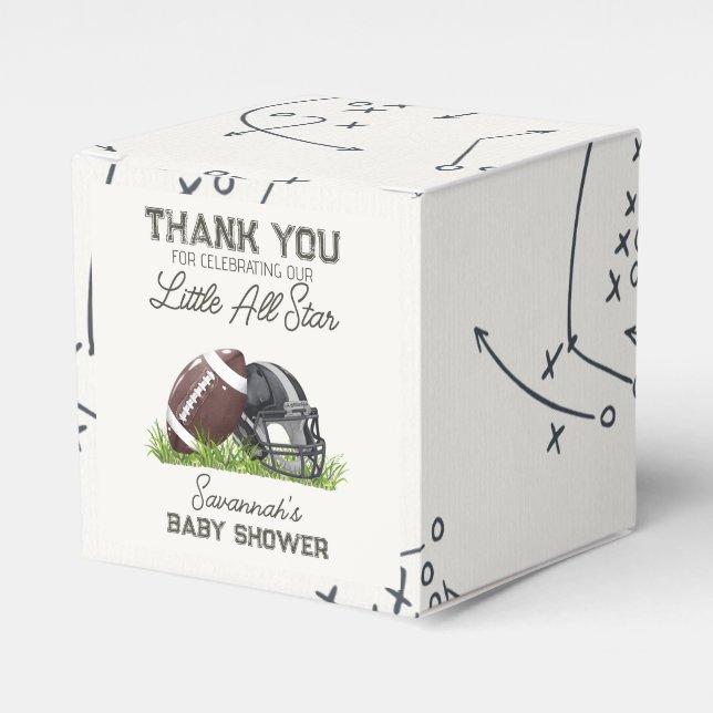 Football Little All Star Touchdown Baby Shower Favor Boxes (Front Side)