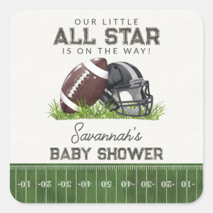 Football Little All Star Touchdown Baby Shower Square Sticker