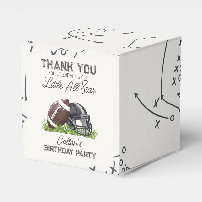 Football Little All Star Touchdown Birthday Favor Boxes (Front Side)