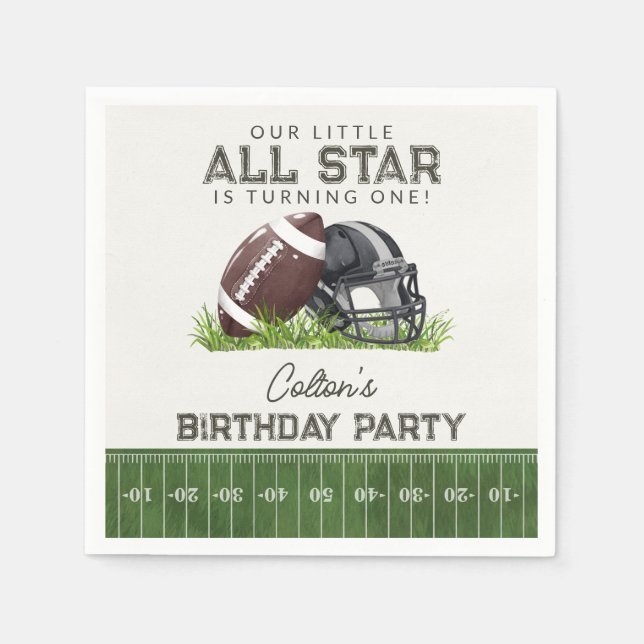 Football Little All Star Touchdown Birthday Party Napkins (Front)