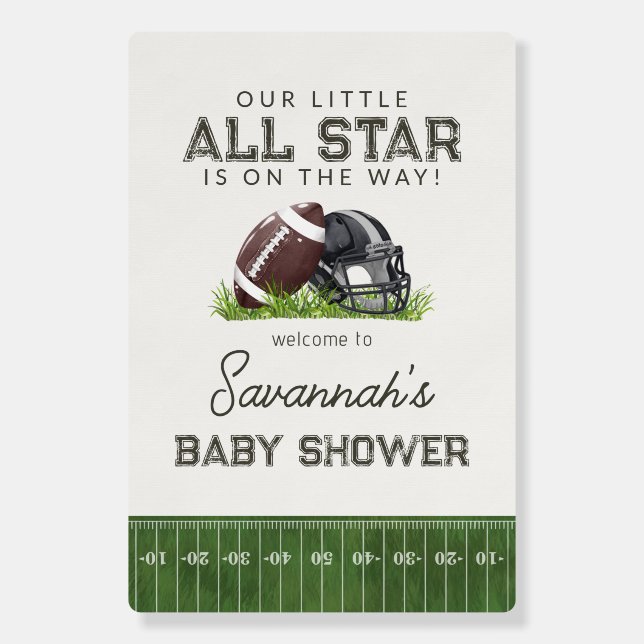 Football Little AllStar Baller Baby Shower Welcome Foam Board (Front)