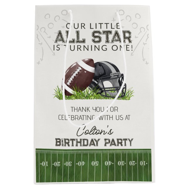 Football Little AllStar Touchdown Birthday Favor Medium Gift Bag (Front)