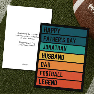 Football Lover Personalized Retro Father's Day Holiday Card