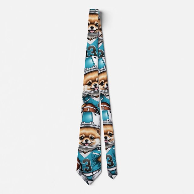Football Lover's Pomeranian Men's Neck Tie (Front)