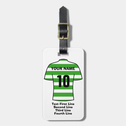 Football Luggage Tag _ with Green Hoops