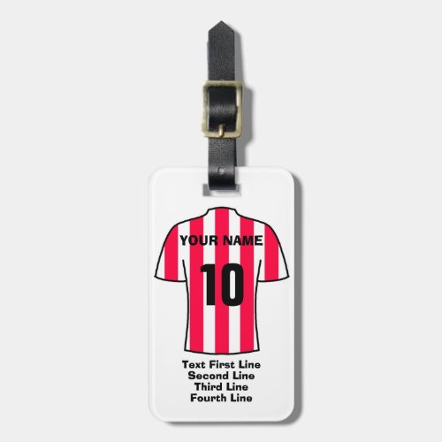 Football Luggage Tag _ with Red  White Shirt