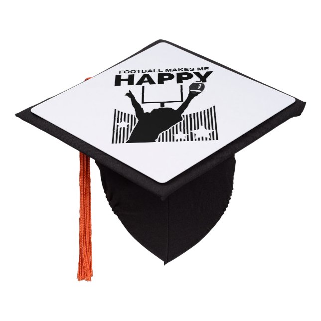 Football Makes Me Happy Graduation Cap Topper (Angled)
