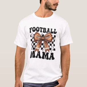 Football Mama Coquette Bow Funny Football Game Day T-Shirt