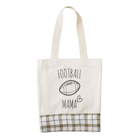 Football Mama Plaid Tote Bag