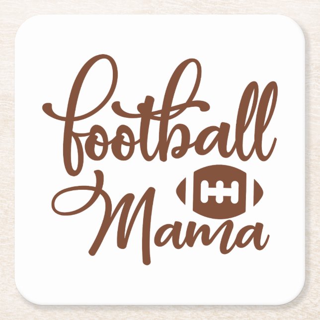 Football Mama Square Paper Coaster (Front)
