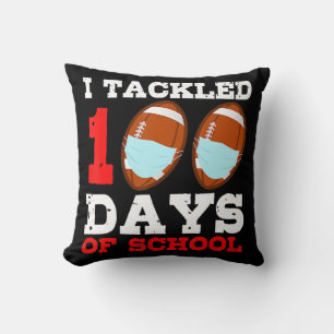 Football Masks Fun 100 Days of School Teacher Boy Throw Pillow