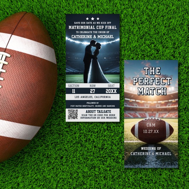 Football Match Ticket With QR Code Wedding Save The Date (Creator Uploaded)