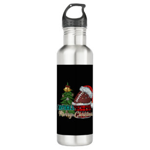Football Merry Christmas Stainless Steel Water Bottle