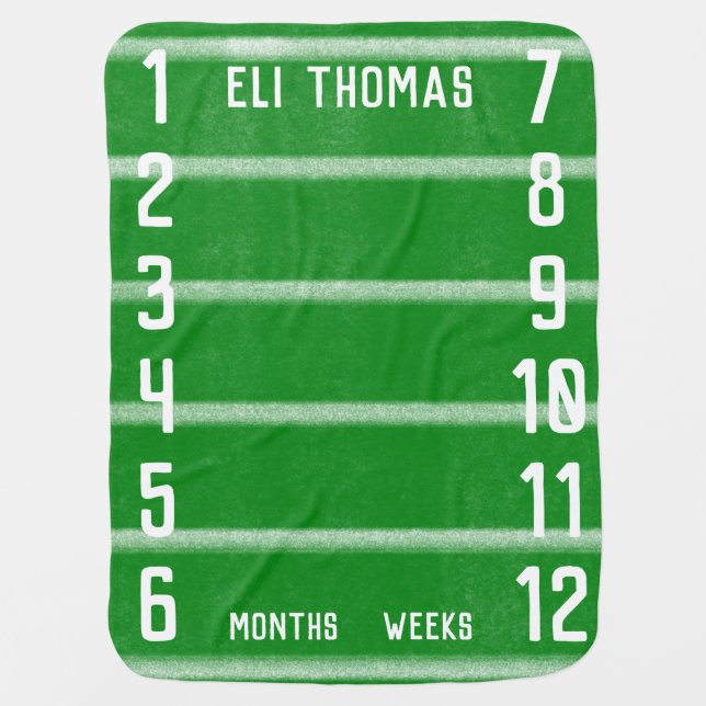 Football Milestone Baby Infant Personalize Blanket (Front)