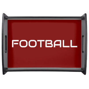 FOOTBALL Modern Sleek White Text On Deep Red Serving Tray