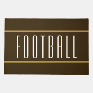 FOOTBALL Modern Slim Yellow Stripes On Dark Brown Doormat