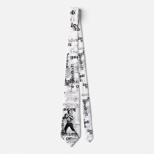 Football Modern Word Art Black White Newsprint Neck Tie