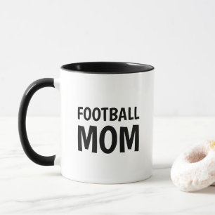 Football Mom, black white Two-Tone Coffee Mug