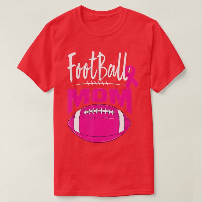 Football Mom Breast Cancer Awareness Pink Ribbon L T-Shirt (Design Front)