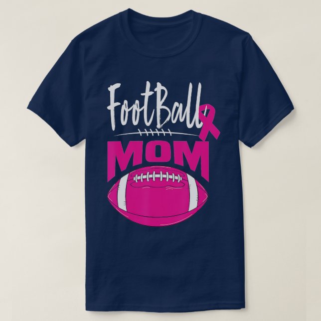Football Mom Breast Cancer Awareness Pink Ribbon L T-Shirt (Design Front)