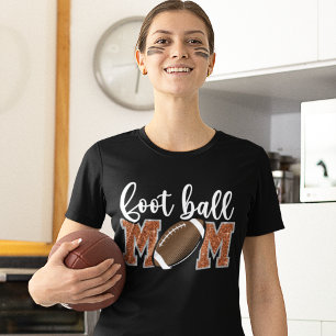 Football Mom Bright Orange text T-Shirt